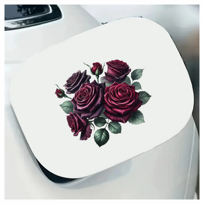 Dark Red Roses Green Leaves Vinyl Sticker Decal