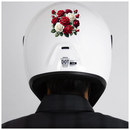 Red White Roses Green Leaves Bouquet Vinyl Sticker Decal