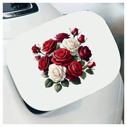 Red White Roses Green Leaves Bouquet Vinyl Sticker Decal