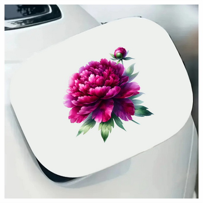 Pink Peony Flower Green Leaves Vinyl Sticker Decal