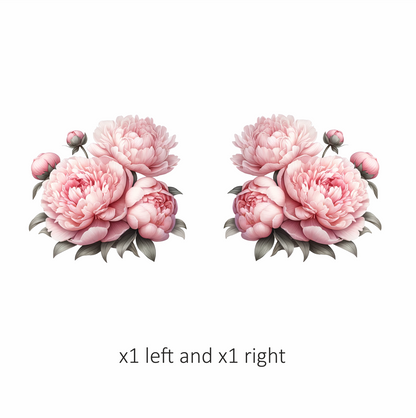Pink Peony Flower Bouquet Leaves Vinyl Sticker Decal