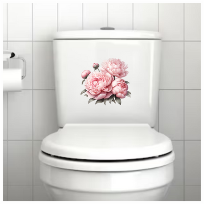 Pink Peony Flower Bouquet Leaves Vinyl Sticker Decal