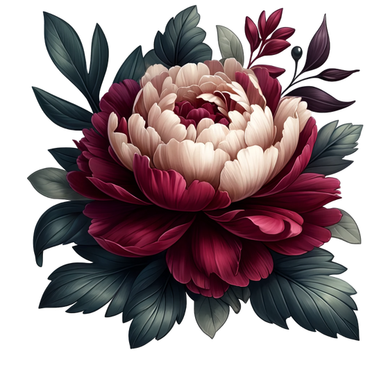 Red White Flower Green Leaves Vinyl Sticker Decal