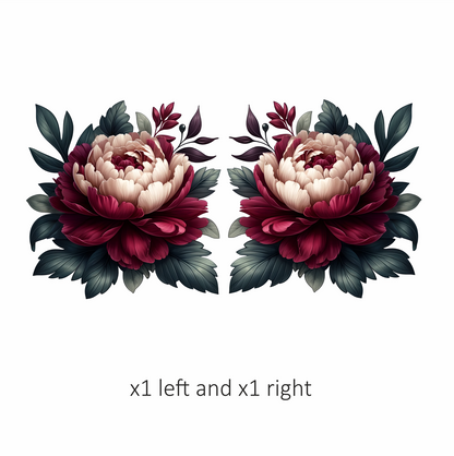 Red White Flower Green Leaves Vinyl Sticker Decal