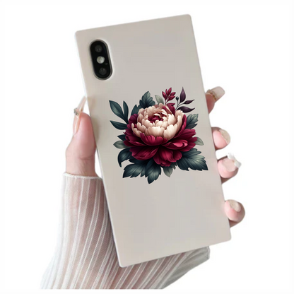 Red White Flower Green Leaves Vinyl Sticker Decal