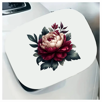 Red White Flower Green Leaves Vinyl Sticker Decal