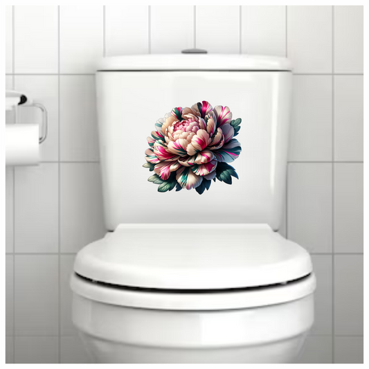 Flower Pink White Green Leaves Bloom Vinyl Sticker Decal