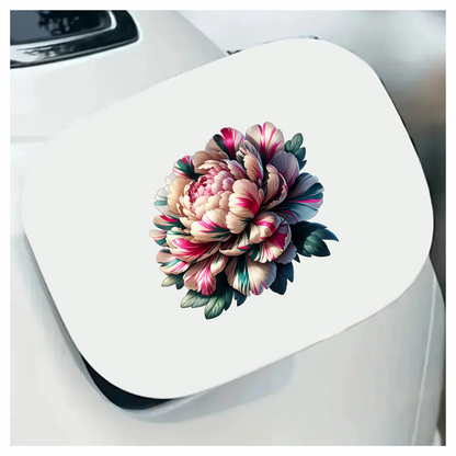 Flower Pink White Green Leaves Bloom Vinyl Sticker Decal