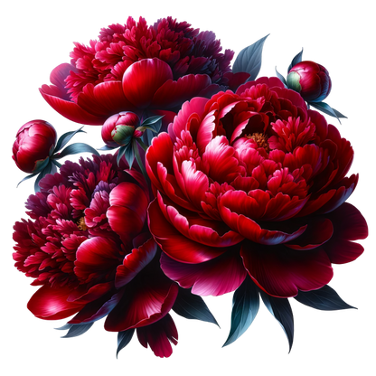 Red Flowers Blooming Green Leaves Vinyl Sticker Decal