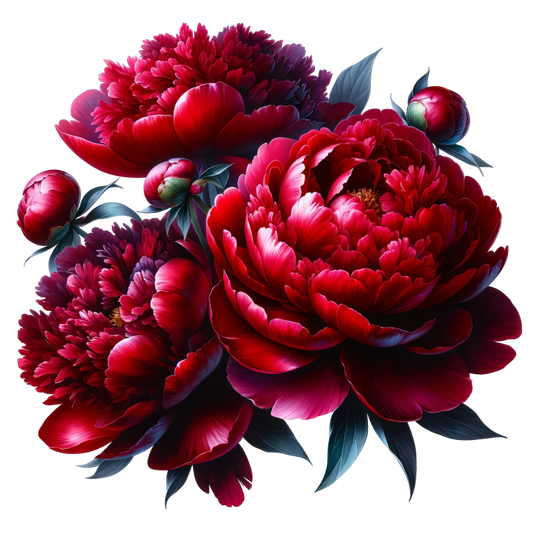 Red Flowers Blooming Green Leaves Vinyl Sticker Decal