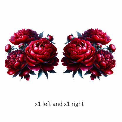 Red Flowers Blooming Green Leaves Vinyl Sticker Decal