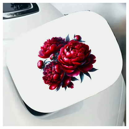 Red Flowers Blooming Green Leaves Vinyl Sticker Decal