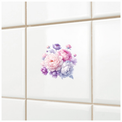 Pink White Purple Flower Bouquet Vinyl Sticker Decal