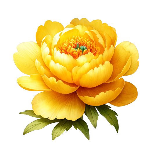 Yellow Flower Petals Bloom Green Center Vinyl Sticker Decal