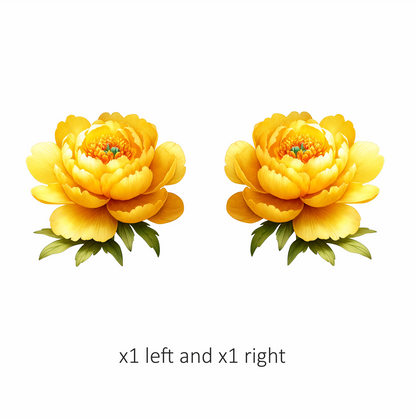 Yellow Flower Petals Bloom Green Center Vinyl Sticker Decal