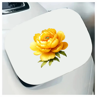 Yellow Flower Petals Bloom Green Center Vinyl Sticker Decal