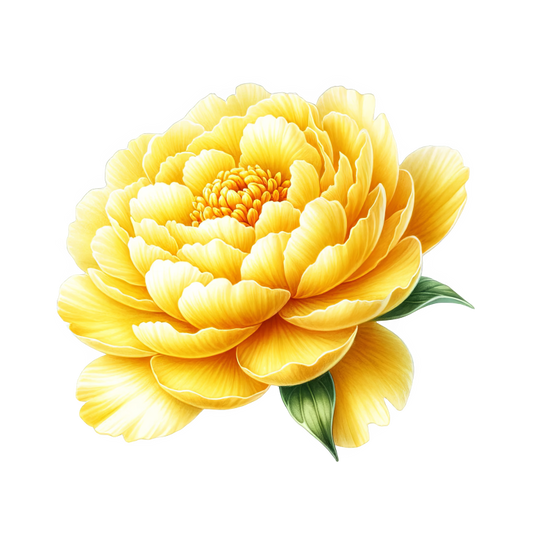Yellow Flower Large Petals Green Leaves Vinyl Sticker Decal