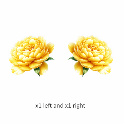 Yellow Flower Large Petals Green Leaves Vinyl Sticker Decal