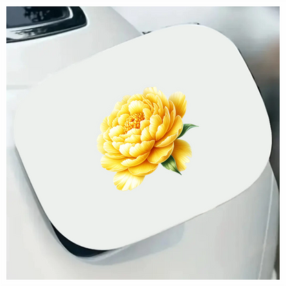 Yellow Flower Large Petals Green Leaves Vinyl Sticker Decal