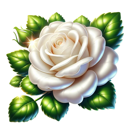 White Rose Green Leaves Floral Vinyl Sticker Decal