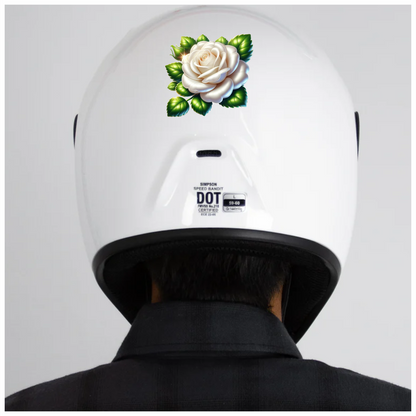 White Rose Green Leaves Floral Vinyl Sticker Decal