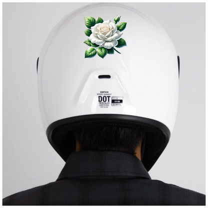 White Rose Green Leaves Blooming Vinyl Sticker Decal