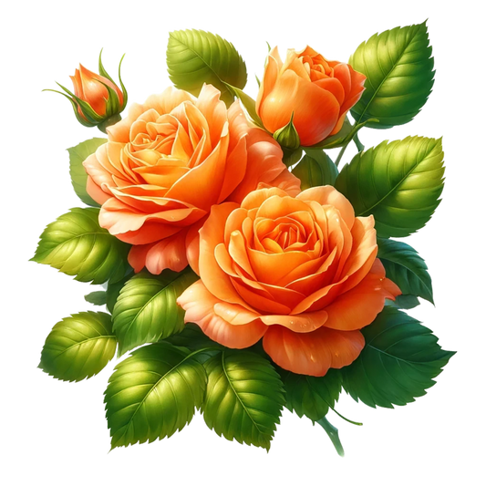 Orange Roses Green Leaves Floral Vinyl Sticker Decal