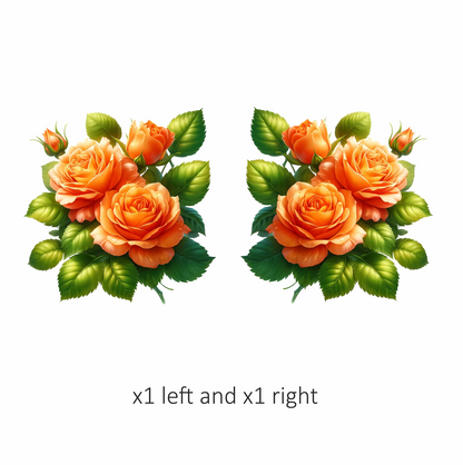 Orange Roses Green Leaves Floral Vinyl Sticker Decal