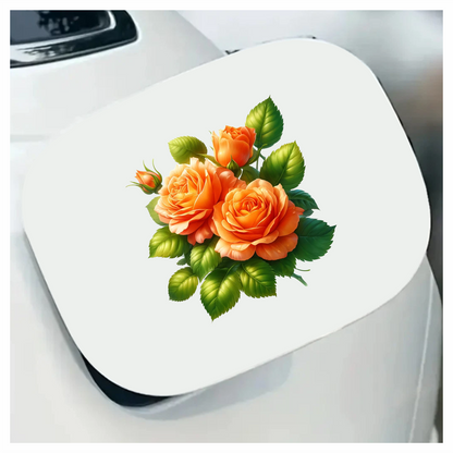 Orange Roses Green Leaves Floral Vinyl Sticker Decal