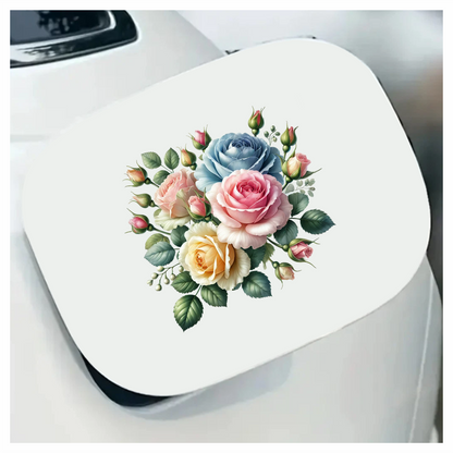 Pink Rose Blue Rose Yellow Rose Green Leaves Vinyl Sticker Decal