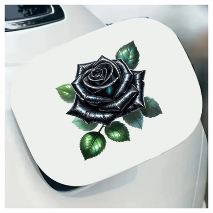 Black Rose Green Leaves Simple Vinyl Sticker Decal
