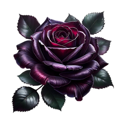 Purple Rose Green Leaves Flower Vinyl Sticker Decal