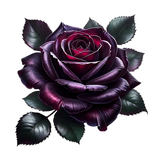 Purple Rose Green Leaves Flower Vinyl Sticker Decal