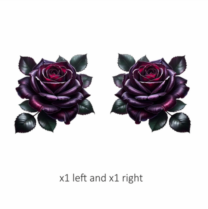 Purple Rose Green Leaves Flower Vinyl Sticker Decal