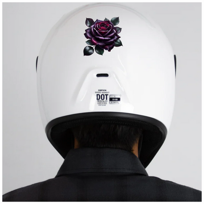 Purple Rose Green Leaves Flower Vinyl Sticker Decal