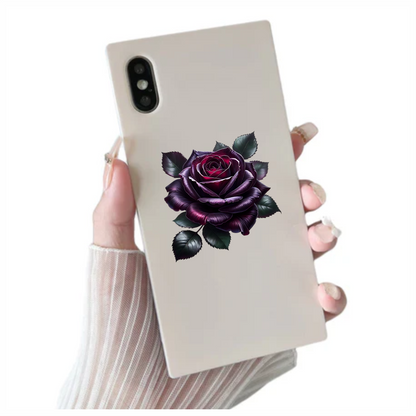 Purple Rose Green Leaves Flower Vinyl Sticker Decal