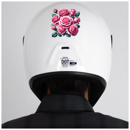 Pink Roses Blooming Green Leaves Vinyl Sticker Decal