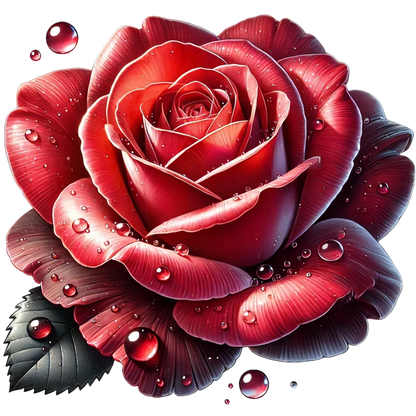 Red Rose Petals Water Drops Vinyl Sticker Decal