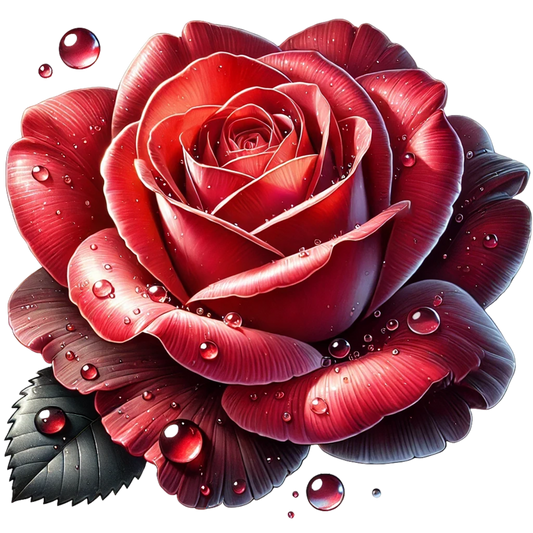 Red Rose Petals Water Drops Vinyl Sticker Decal