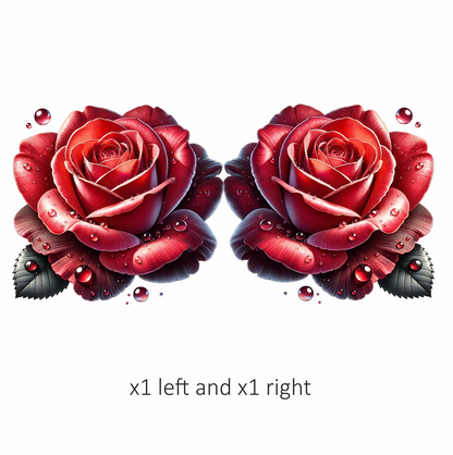 Red Rose Petals Water Drops Vinyl Sticker Decal