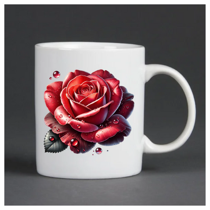 Red Rose Petals Water Drops Vinyl Sticker Decal