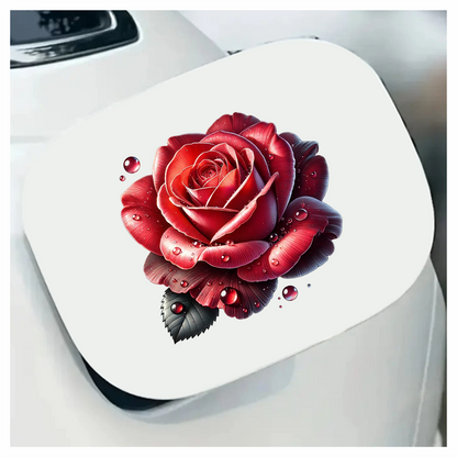 Red Rose Petals Water Drops Vinyl Sticker Decal