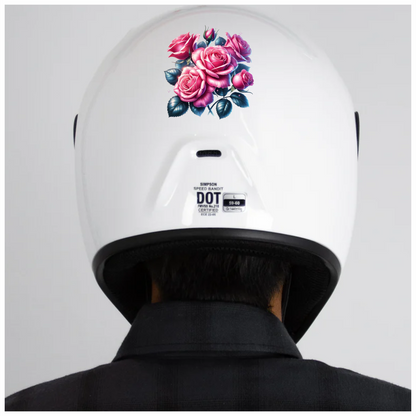 Pink Roses Green Leaves Floral Arrangement Vinyl Sticker Decal