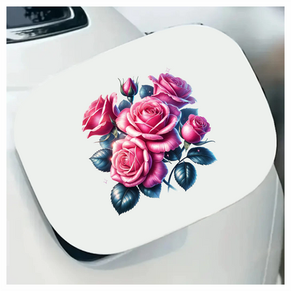 Pink Roses Green Leaves Floral Arrangement Vinyl Sticker Decal