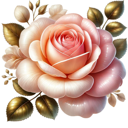 Pink White Rose Gold Leaves Vinyl Sticker Decal
