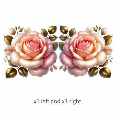 Pink White Rose Gold Leaves Vinyl Sticker Decal