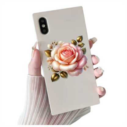 Pink White Rose Gold Leaves Vinyl Sticker Decal