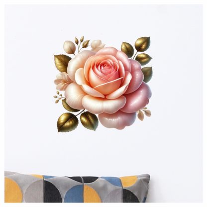 Pink White Rose Gold Leaves Vinyl Sticker Decal