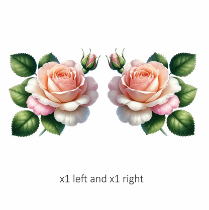 Peach Rose Green Leaves Floral Vinyl Sticker Decal