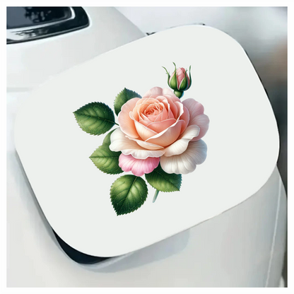 Peach Rose Green Leaves Floral Vinyl Sticker Decal